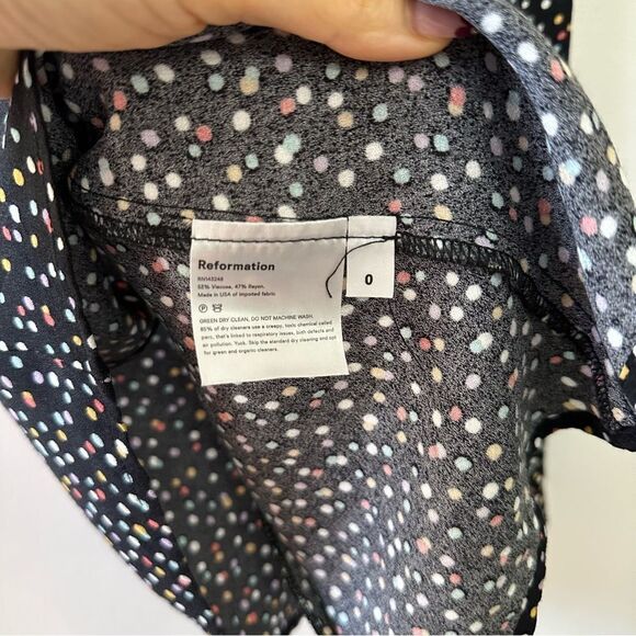 REFORMATION Flounce Polka Dot-print Crepe Mini Skirt In Confetti - Picture 5 of 5